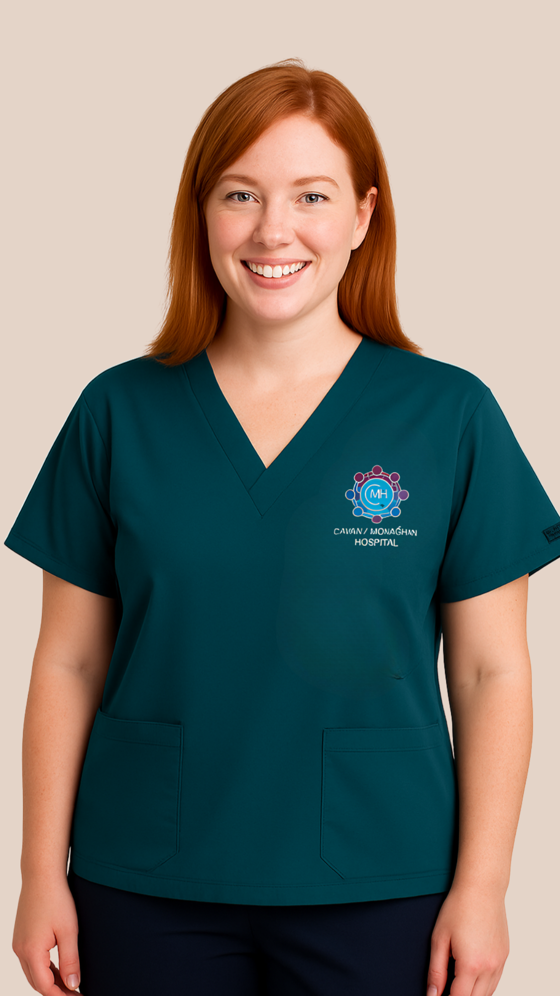 Cavan Monaghan General Hospital Top Scrub - Caribbean Blue