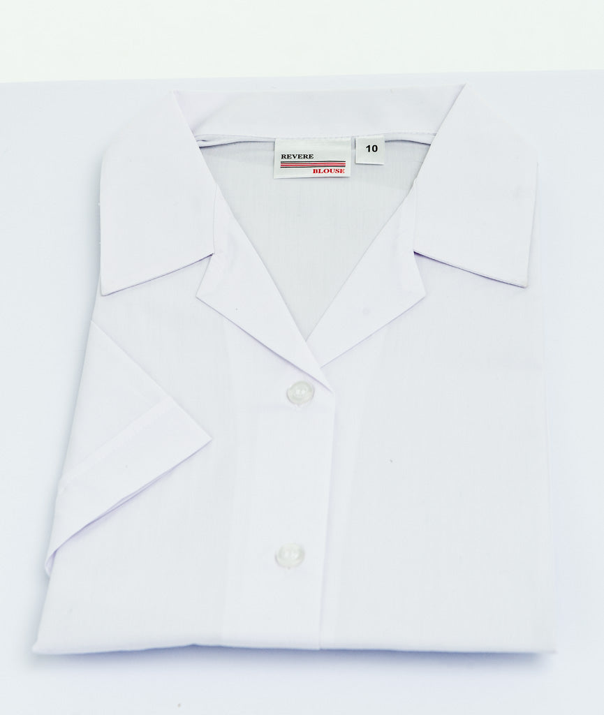 Revere Collar Short Sleeve Blouse - Girls - White
