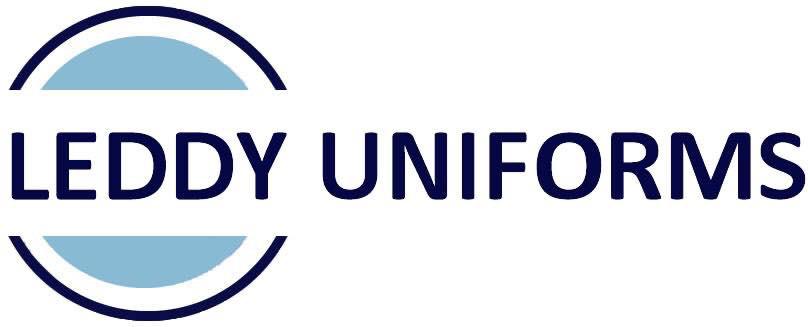 Logo of LEDDY UNIFORMS with a blue and black design.